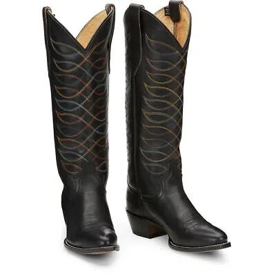 JUSTIN BOOTS JUSTIN WOMEN'S VN4463 WHITLEY 15" MIDNIGHT BLACK MEDIUM ROUND TOE WESTERN BOOTS