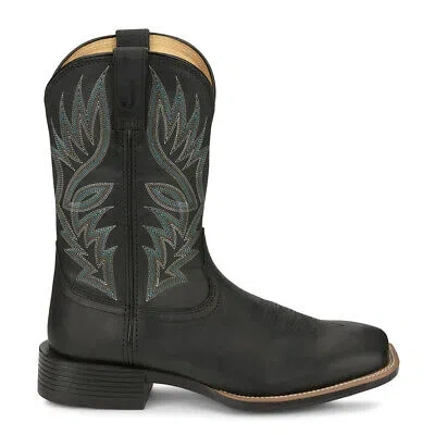 JUSTIN BOOTS JUSTIN BOOTS ZEKE WIDE SQUARE TOE COWBOY MENS BLACK CASUAL BOOTS UN7132