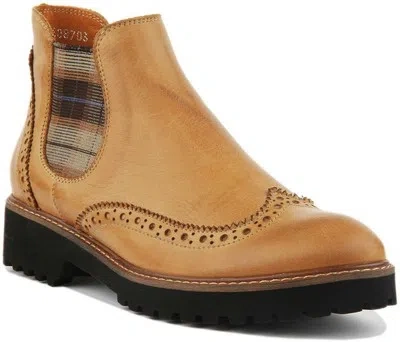 JUSTIN REECE ENGLAND JUSTIN REECE ENGLAND HARRIET SLIP AUF FLACH CHELSEA STIEFEL IN TAN GRÖSSE EU 3 -