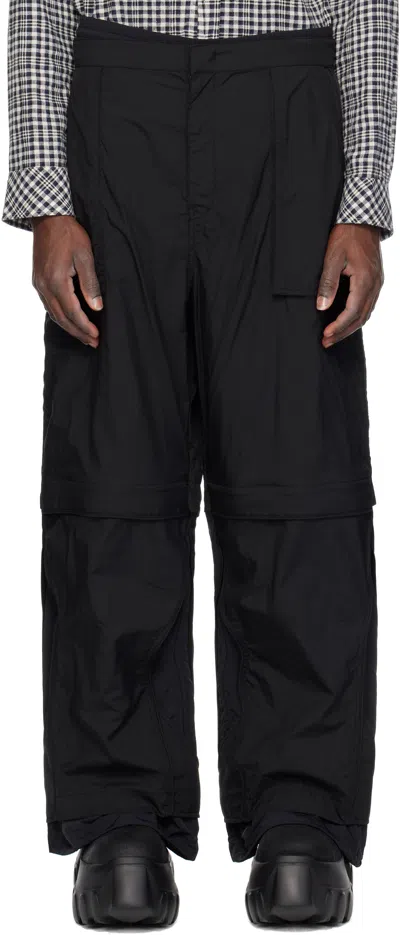 JUUNJ BLACK NYLON LAYERED TROUSERS