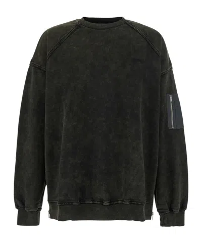 JUUNJ JUUN J CREWNECK SWEATER WITH SLEEVE ZIP POCKET