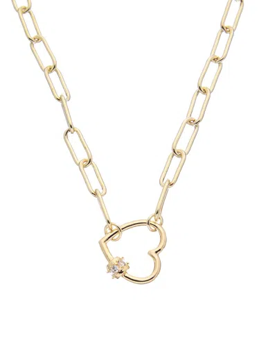 JUVELL JUVELL 18K PLATED CZ LINK HEART CHARM NECKLACE