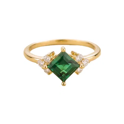 JUVETTI WOMEN'S GREEN / WHITE / GOLD AMORE RING IN EMERALD & DIAMOND