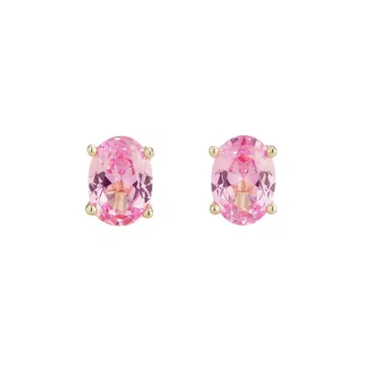 JUVETTI WOMEN'S WHITE / SILVER / PINK OVO WHITE GOLD EARRINGS SET WITH PINK SAPPHIRE