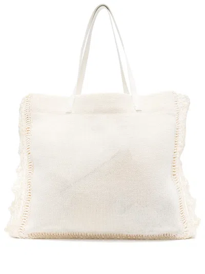 JW ANDERSON IVORY CROCHET SHOPPING BAG