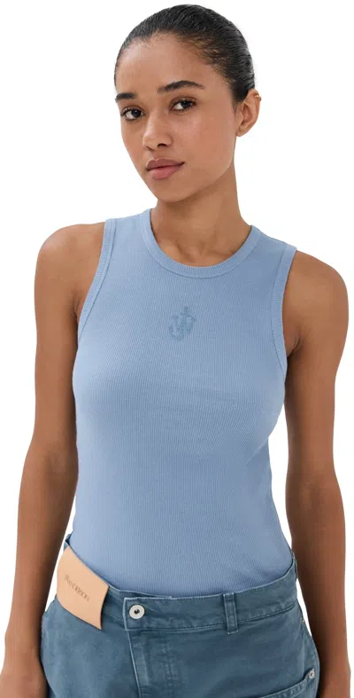 JW ANDERSON ANCHOR EMBROIDERY VEST STEEL BLUE