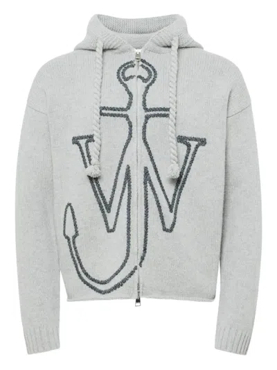 JW ANDERSON ANCHOR-LOGO ZIP-UP CARDIGAN