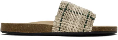 JW ANDERSON BEIGE & GREEN CHECK SANDALS