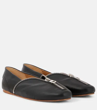 JW ANDERSON BIKER LEATHER BALLET FLATS