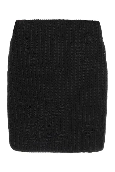 JW ANDERSON JW ANDERSON BLACK COTTON AND ACRYLIC MINI SKIRT