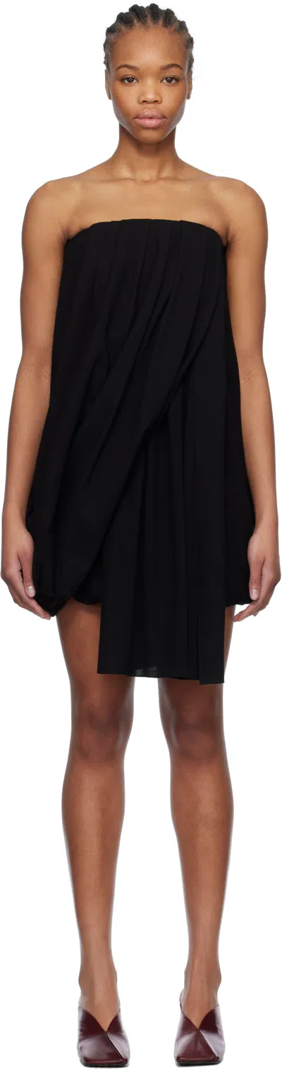 JW ANDERSON BLACK DRAPED BUSTIER MINIDRESS