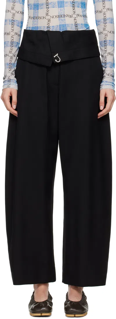 JW ANDERSON BLACK FOLD-OVER TROUSERS