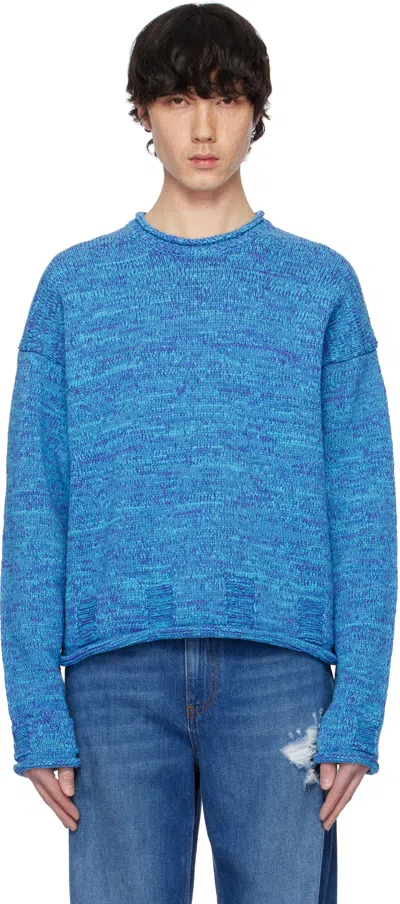 JW ANDERSON BLUE SPACE DYE CREWNECK SWEATER