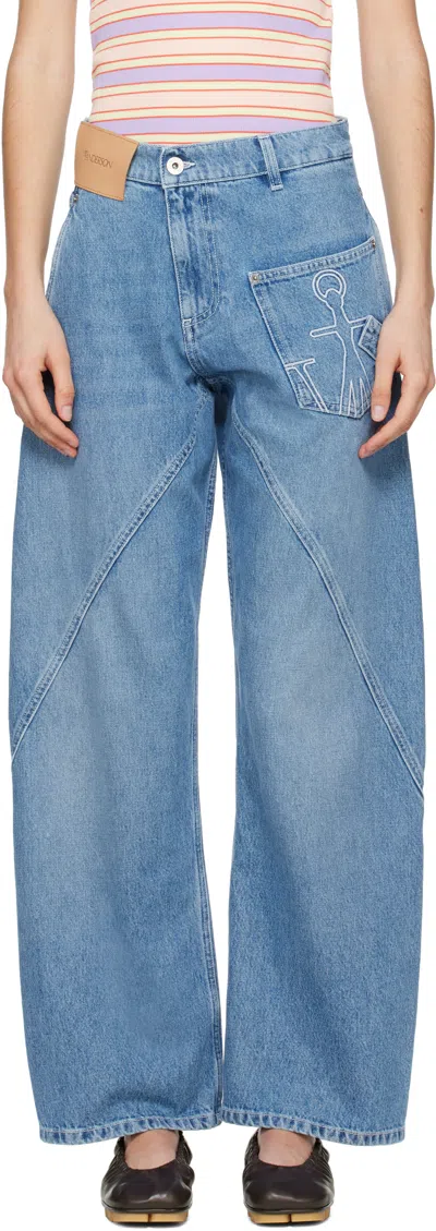 JW ANDERSON BLUE TWISTED WORKWEAR JEANS