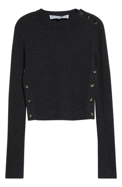 JW ANDERSON JW ANDERSON BUTTON TRIM RIB WOOL CROP SWEATER