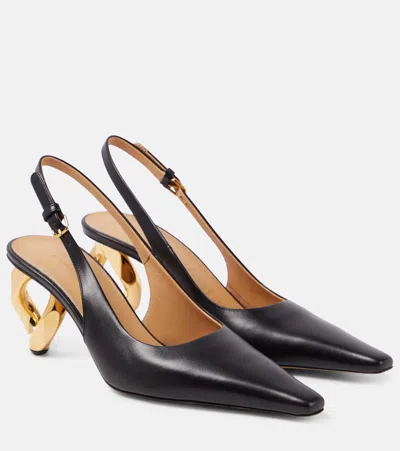JW ANDERSON CHAIN HEEL LEATHER SLINGBACK PUMPS
