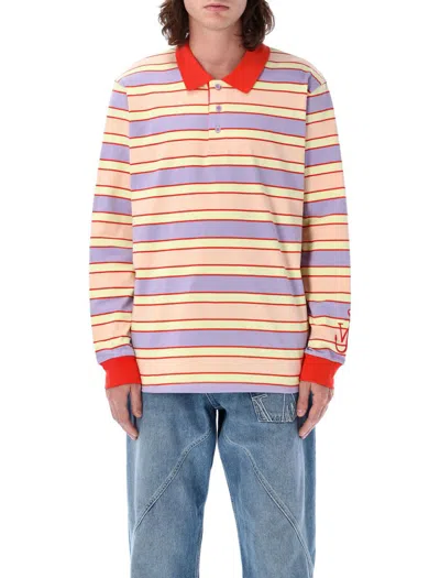 JW ANDERSON JW ANDERSON CONTRAST TRIM STRIPED POLO TOP