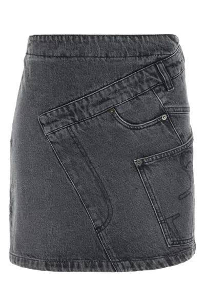 JW ANDERSON GREY DENIM MINI SKIRT