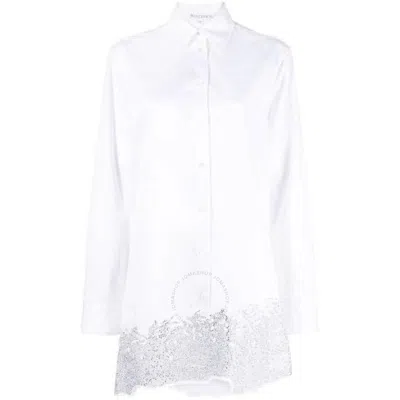 JW ANDERSON JW ANDERSON LADIES WHITE DISTRESSED GLITTER HEM TUNIC SHIRT DRESS