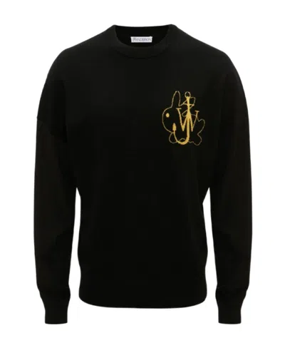 JW ANDERSON JW ANDERSON LOGO INTARSIA KNIT CRENWECK JUMPER