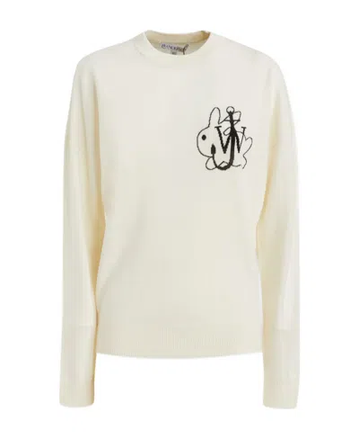 JW ANDERSON JW ANDERSON LOGO INTARSIA KNIT CRENWECK JUMPER