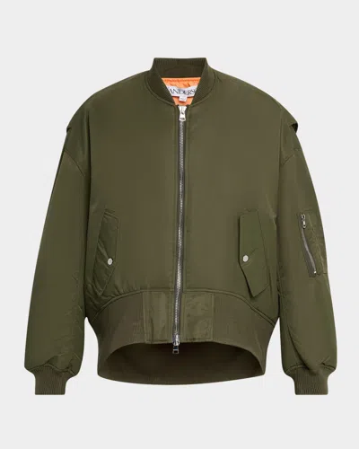 JW ANDERSON MEN'S OVERSIZED CURVED-HEM BOMBER JACKET