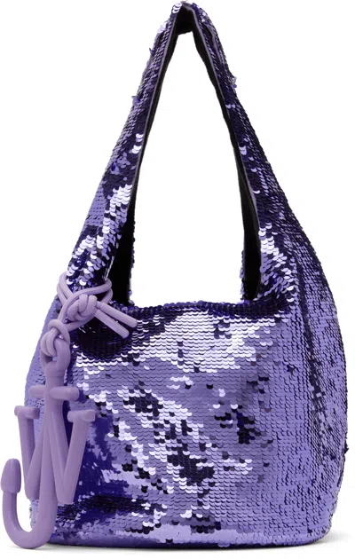 JW ANDERSON PURPLE MINI SEQUIN SHOPPER BAG