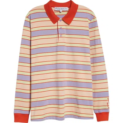 JW ANDERSON JW ANDERSON STRIPE CONTRAST TRIM COTTON POLO