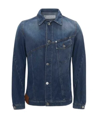 JW ANDERSON JW ANDERSON LOGO EMBROIDERED TWISTED DENIM JACKET