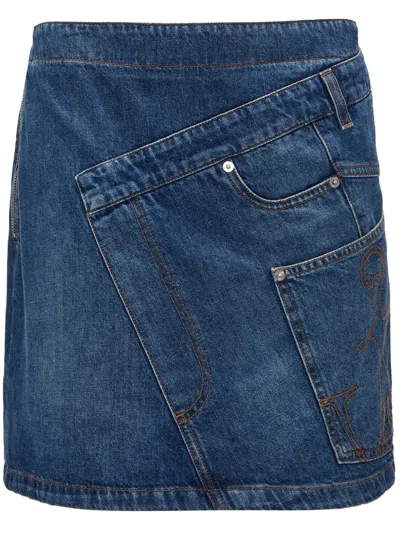JW ANDERSON TWISTED DENIM MINI SKIRT