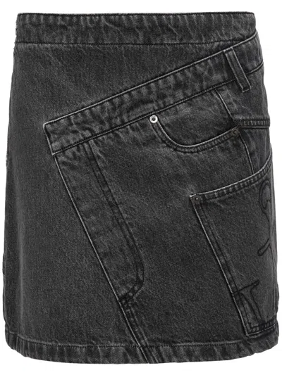 JW ANDERSON TWISTED DENIM MINI SKIRT