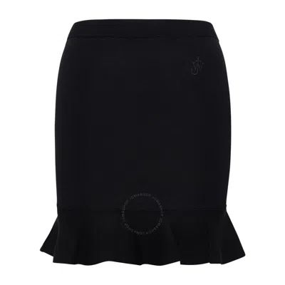 JW ANDERSON JW ANDERSON VISCOSE BLEND RUFFLED HEM MINI SKIRT
