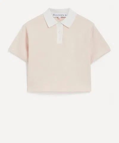 JW ANDERSON JW ANDERSON WOMEN'S CROPPED KNITTED POLO TOP