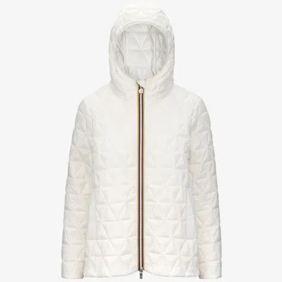 K-WAY SHORT JACKET WOMAN K-WAY MADLAINE DIAMOND QUILTED WARM K2136FW-X42 WHITE GARDENIA