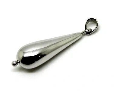 KAEDESIGNS JEWELLERY KAEDESIGNS, GENUINE 9CT 9K WHITE GOLD LONG TEARDROP PENDANT