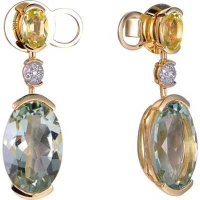 KAHN HIGH JEWELRY KAHN HIGH JEWELRY GREEN AMETHYST & LEMON QUARTZ EARRINGS WITH DIAMONDS