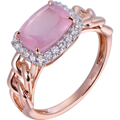 KAHN HIGH JEWELRY KAHN HIGH JEWELRY ROSE QUARTZ RING WITH DIAMONDS