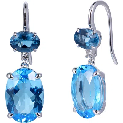 KAHN HIGH JEWELRY KAHN HIGH JEWELRY SWISS BLUE & LONDON BLUE TOPAZ EARRINGS WITH DIAMONDS