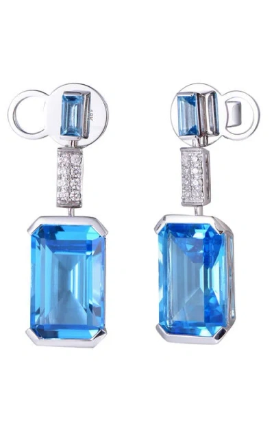 KAHN HIGH JEWELRY KAHN HIGH JEWELRY SWISS BLUE TOPAZ EARRINGS WITH DIAMONDS