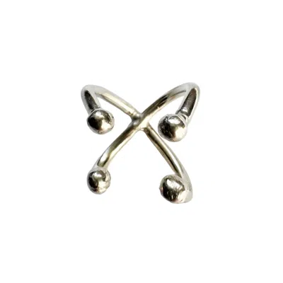 KAHO DESIGN WOMEN'S SILVER ARIES FLOATING ORBS RING