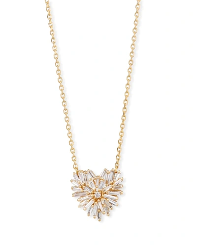 KALAN BY SUZANNE KALAN 18K DIAMOND & BAGUETTE HEART NECKLACE