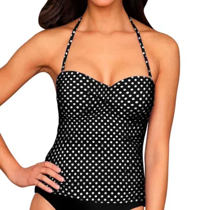 KALLURE TWIST FRONT BANDEAU TANKINI TOP IN DOT