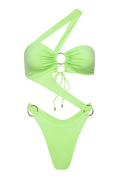 KAMARI SWIM WOMEN'S GREEN LIMON ASYMMETRICAL ONE PIECE