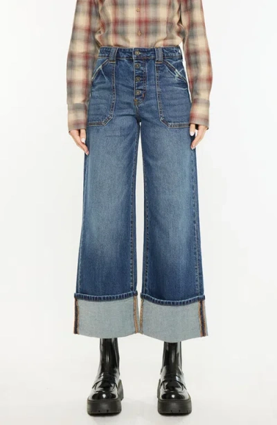 KANCAN KANCAN BEANIE HIGH RISE ANKLE WIDE LEG JEANS