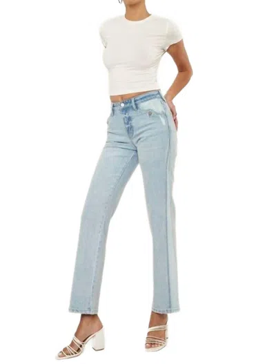 KANCAN HIGH RISE CONTRAST ACCENT STRAIGHT LEG JEAN IN DENIM
