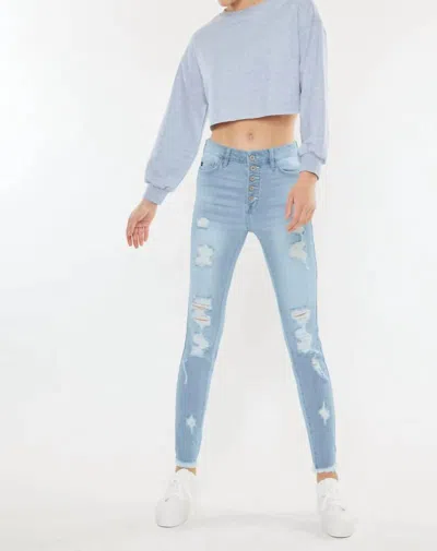 KANCAN LOLA HIGH RISE SUPER SKINNY JEANS IN LIGHT STONE WASH