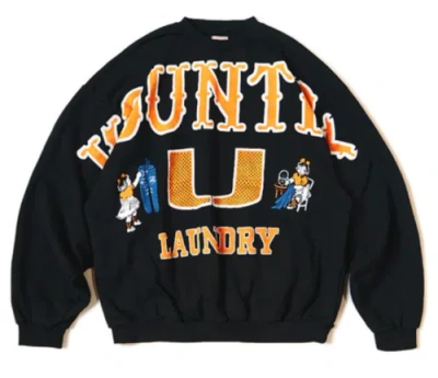 KAPITAL K KAPITAL BIG KOUNTRY COLLEGE CREWNECK SWEATSHIRT BLACK