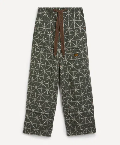 KAPITAL KAPITAL MENS COLOUR DENIM FOLD DOJO W-KNEE EASY BAGGY PANTS