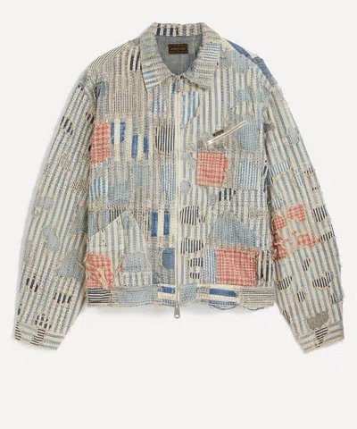 KAPITAL KAPITAL MENS LIBERTY DISTRESSED EMBROIDERED BLOUSON JACKET