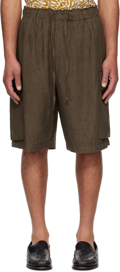 KAPTAIN SUNSHINE BROWN DRAWSTRING CARGO SHORTS